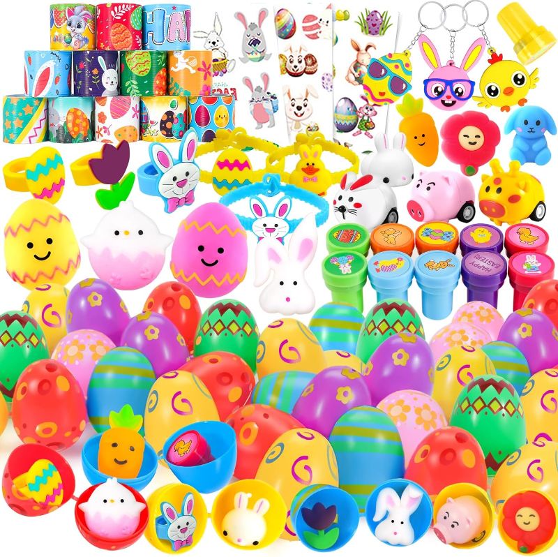 Photo 1 of WEARXI 92PCS Easter Eggs Fillers, Easter Basket Stuffers, Plastic Easter Eggs, Easter Baskets for Kids Easter Eggs Filled, Filled Easter Eggs with Toys, Easter Party Favors, Easter Gifts for Kids
