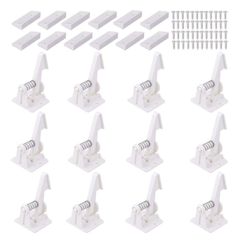 Photo 1 of 12 Pack Cabinet Locks Child Safety Latches - Vmaisi Baby Proofing Cabinets Drawer Lock with Adhesive Easy Installation - No Drilling or Extra Screws (White)
