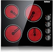 Photo 1 of Karinear 4 Burner Electric Cooktop 24 Inch, Built-in Electric Stove Top, 220-240v Electric Radiant Cooktop with Knob Control, Residual Heat Indicator, Over-Temperature Protection, Hard Wire(No Plug) 4-Zones