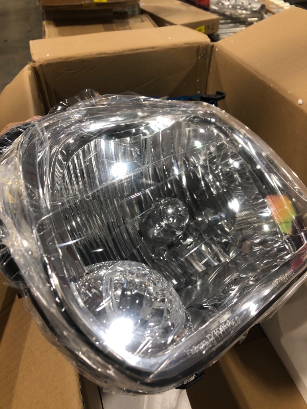 Photo 3 of ADCARLIGHTS Headlight Assembly for 2005-2006 Toyota Tundra Double/Crew Cab and 2005-2007 Sequoia Headlamp Replacement - Chrome Housing, Clear Lens (Not compatible with Regular Cab and Access Cab) OE Replacement A-Chrome Housing Amber Reflector Clear Lens