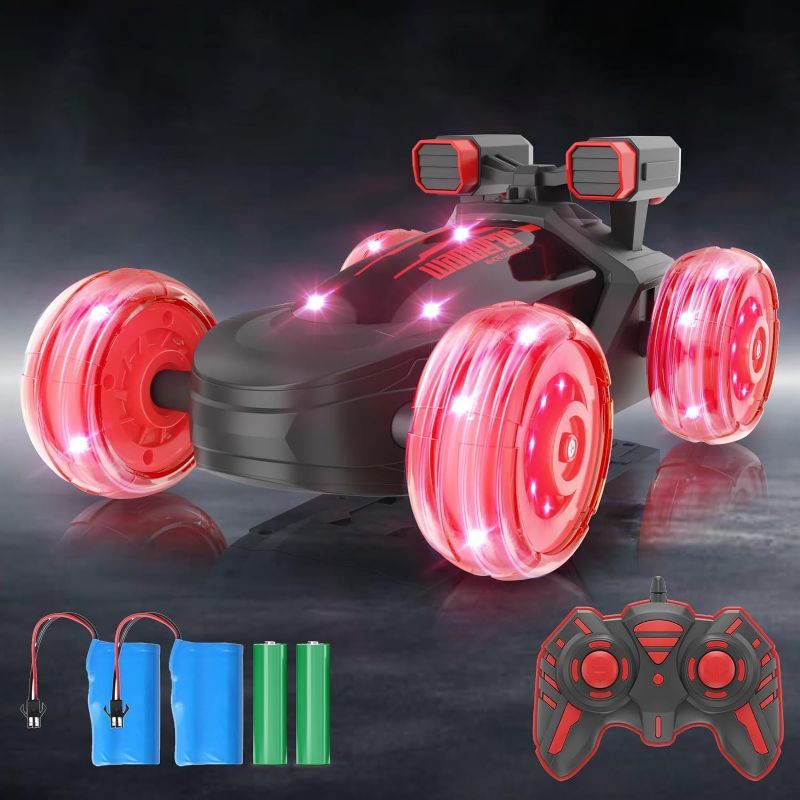 Photo 1 of [Latest Model] Remote Control Car, RC Cars with Electromagnetic Light-up Tires, 360° Rotating and Tumbling RC Stunt Car with Music&Simulated Engine Sound,Toy Car for Boys 4-7,8-12,Xmas Gift
