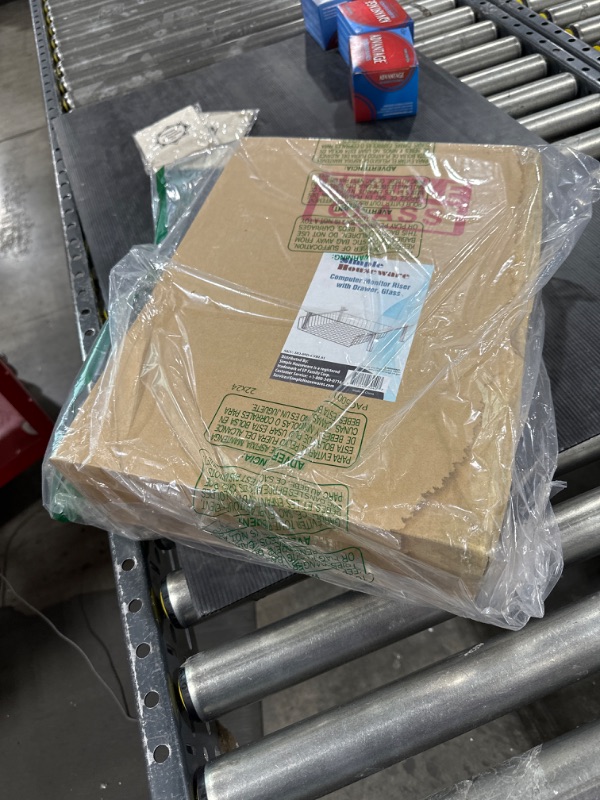 Photo 1 of Simple Houseware Clear Glass Computer Monitor Stand Riser with Drawer