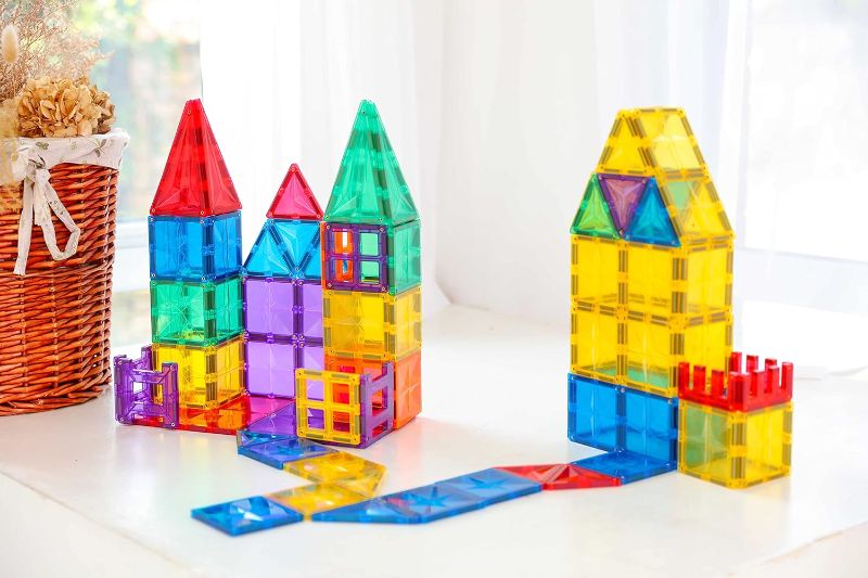Photo 1 of Magnet Build 62 Pcs Extra Strong Magnetic Tiles Set - Magnetic Building Blocks Tiles Set or Magnets Construction Toys - Ideal Gift for Creative & Educational Play, Building Blocks