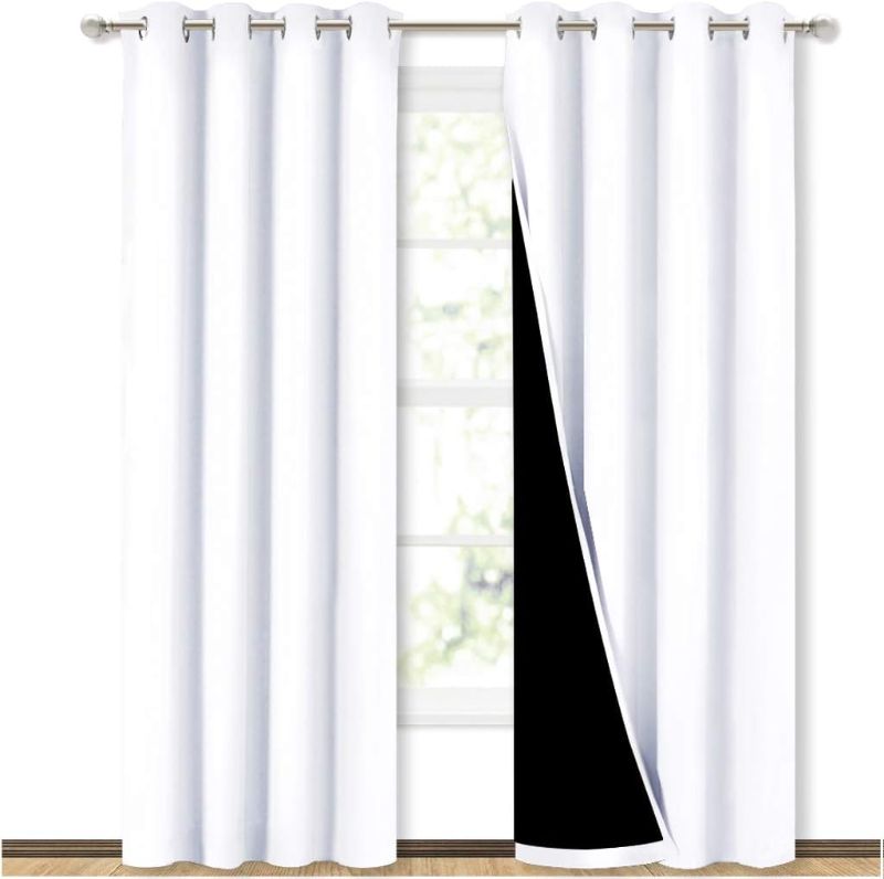 Photo 1 of 100% Blackout Window Curtain Panels, Cold and Full Light Blocking Drapes with Black Liner for Nursery Unknown Size