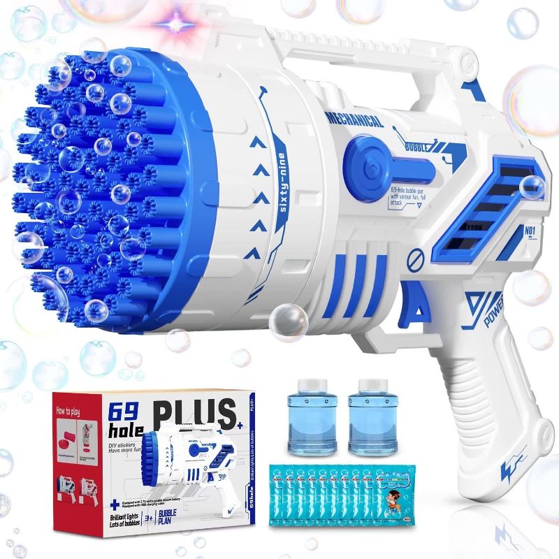 Photo 1 of 69-Hole Bubble Machine Gun Bubble Launcher with Bright Lights, Bubble Blower for TIK Tok Kids Adults Outdoor Birthday Party Wedding Social Summer Toy