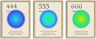 Photo 1 of FRAMED Aura Angel Number Poster Set of 3 for Room Decor Aesthetic, Minimalist Canvas Wall Art Print for Bedroom Living Room Decor (Angel Number 456, 8''x10''x3pcs)