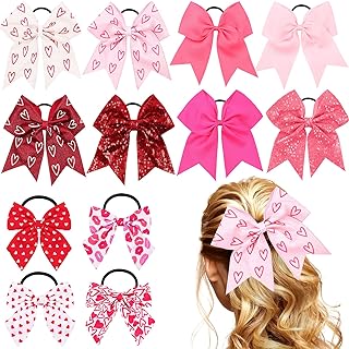 Photo 1 of 12pcs Valentine's Day Cheer Bows Hair Accessories for Girl Hair Bands Elegant Hair Ties Pink Cheer Bows, Pink Lovers