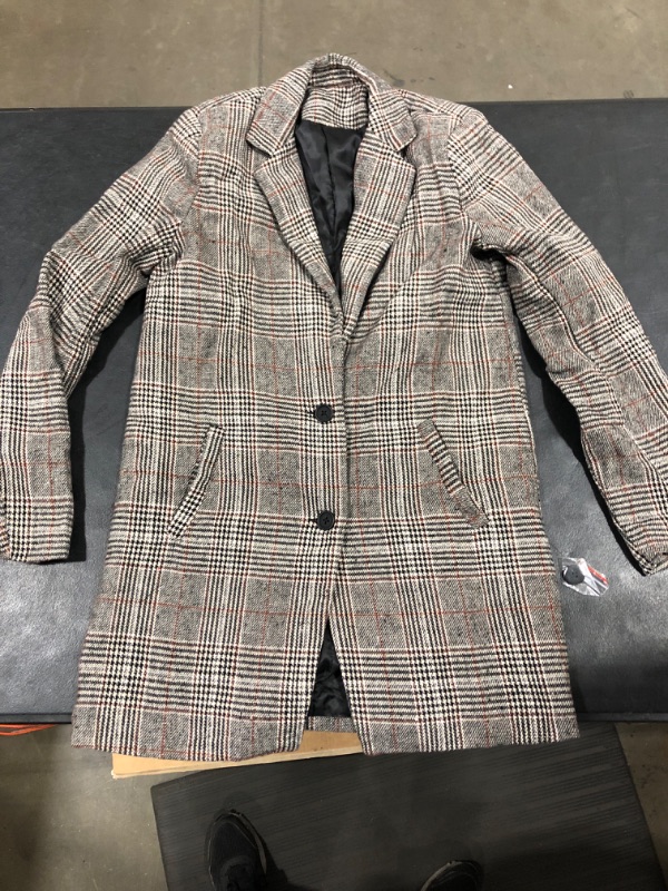 Photo 2 of [Size S] SheIn Plaid Coat- Grey, Blk, Brwn
