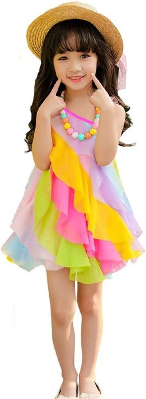 Photo 1 of [Size 5T] Kids Toddler Baby Girls Spring Summer Colorful Cotton Sleeveless Holiday Princess Dress Clothes
