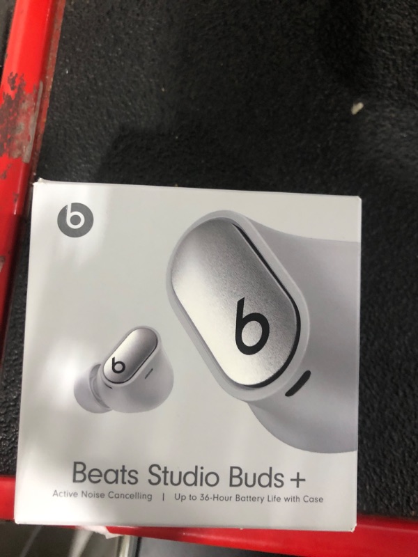 Photo 2 of Beats Studio Buds + | True Wireless Noise Cancelling Earbuds, Enhanced Apple & Android Compatibility, Built-in Microphone, Sweat Resistant Bluetooth Headphones, Spatial Audio - Cosmic Silver Cosmic Silver Studio Buds + Without AppleCare+