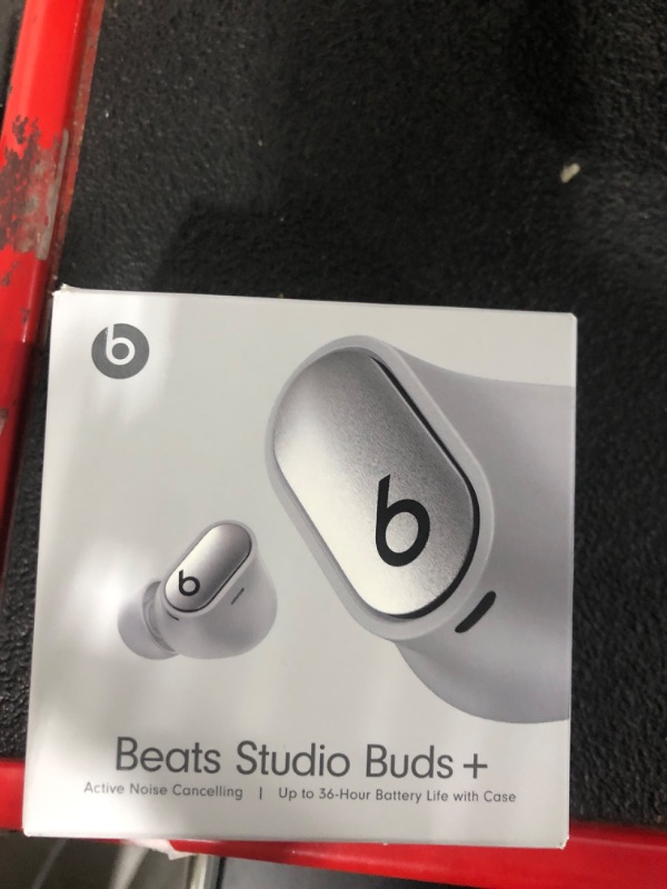 Photo 1 of Beats Studio Buds + | True Wireless Noise Cancelling Earbuds, Enhanced Apple & Android Compatibility, Built-in Microphone, Sweat Resistant Bluetooth Headphones, Spatial Audio - Cosmic Silver Cosmic Silver Studio Buds + Without AppleCare+