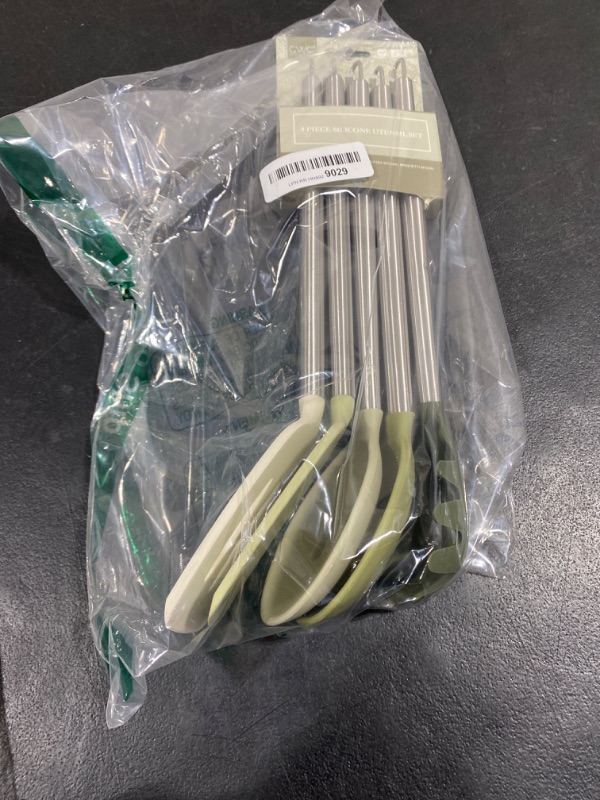 Photo 1 of COOK WITH COLOR Silicone Cooking Utensils, 5 Pc Kitchen Utensil Set, Easy to Clean Silicone Kitchen Utensils, Cooking Utensils for Nonstick Cookware, Kitchen Gadgets Set (Green) 5 Pieces Green Ombre