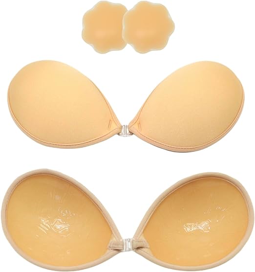 Photo 1 of Adhesive Bra Invisible Sticky Strapless Push up Reusable Silicone Bras for Backless Dress with Nipple Covers- B
