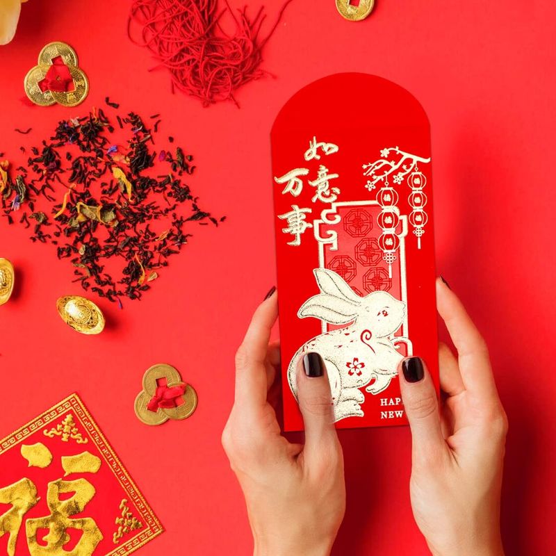 Photo 1 of 12PCS Chinese Red Envelopes Lucky Money Envelopes, Year of The Rabbit Red Packet Envelopes