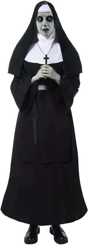 Photo 1 of [Size XL] Nun Costume for Women, Nun Dress with Scary Nun Mask, Various Size Adult Halloween Nun Outfit Cosplay
