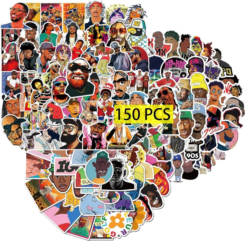 Photo 1 of Babymiu Rapper Stickers?150 Pcs).Album Cover Singer Vinyl Decals Gifts Party Supplies for Water Bottles Skateboard Luggage Scrapbook Kids Teens Adult