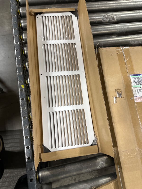 Photo 2 of 24"W x 6"H [Duct Opening Measurements] Steel Return Air Grille | Vent Cover Grill for Sidewall and Ceiling, White | Outer Dimensions: 25.75"W X 7.75"H for 24x6 Duct Opening Duct Opening Size: 24"x6"