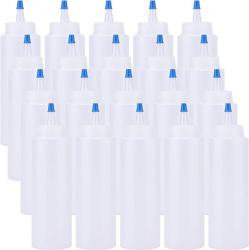 Photo 1 of 100 Pack 4-ounce Plastic Condiment Squeeze Squirt Bottles, Plastic Squeeze Bottles with Blue Tip Cap for Ketchup, Sauces, Salad Dressings, Crafts and More
