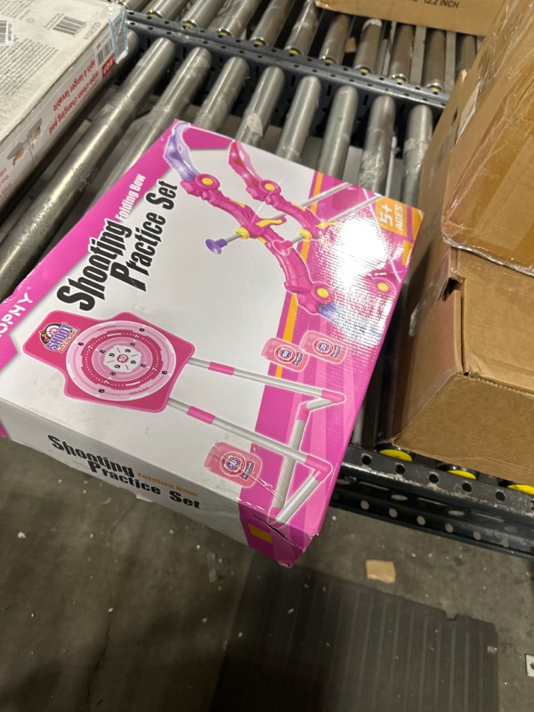 Photo 1 of Bow and Arrow Toys for Girls 5 6 7 8 Years Old, Archery Set Includes Super Bow with LED Lights, 10 Suction Cups Arrows,Archery Set with Standing Target and 3 Target Cans, for Girls
