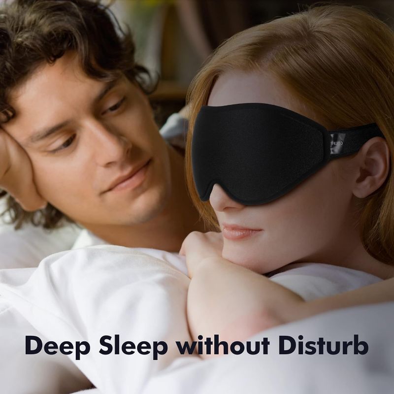 Photo 1 of 3D Sleeping Mask for Men Women,Soft 100% Block Out Light Comfy and Breathable for Lash Extension Light Blocking,with Adjustable Strap Eye mask for Travel,Naps,Yoga,Black
