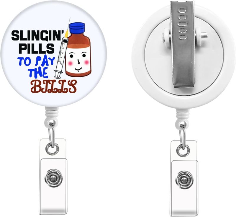 Photo 1 of Retractable Badge Holders, Nurse Clip, Id Holder, Customize Funny Reel, Reels Funny, Cute for Nurses (B), 1.7x1.7x0.65inch
