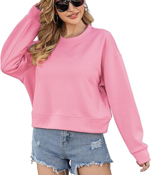 Photo 1 of [Size XL] SanaRazo Womens Long Sleeve Sweatshirts Casual Perfectly Oversized Cropped Crew Neck Pullover Loose Fit Fall Tops Y2K Clothes