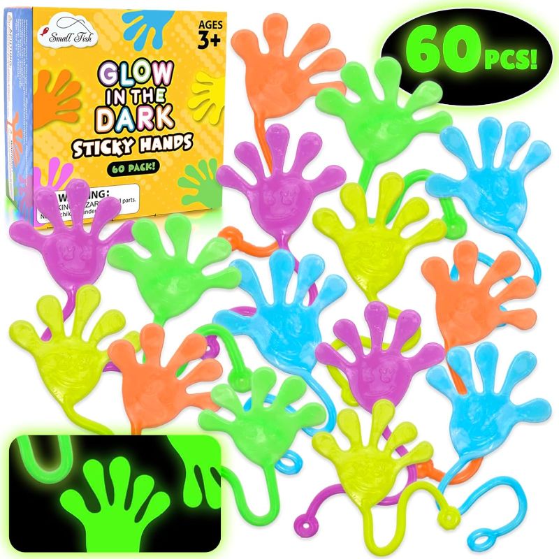 Photo 1 of 60PCS Glow in The Dark Sticky Hands - Sensory Fidget Bulk Toys, Christmas Party Favor Bags Sticky Hands for Kids Goodie Bags Birthday Party Supplies Prizes for Kids Treasure Box Toys for Classroom
