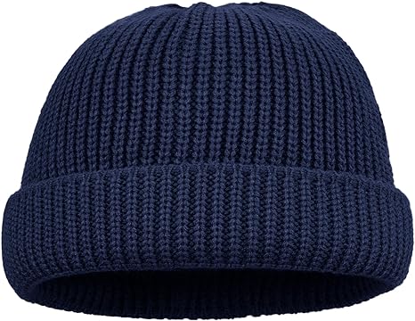 Photo 1 of Croogo Daily Skull Cap Knit Beanie Hat Classic Men Warm Winter Hats Trawler Toboggan Cap Roll-up Edge Swag Fisherman Ski Cap
