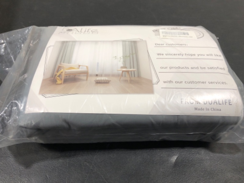 Photo 1 of DUALIFE Extra Long Curtains 120 Inch Length,Back Tab and Rod Pocket Window Drapes Thermal Insulated Blackout Curtain Panels 52W x 120L, Grey, 2 Panels 52"W x 120"L Grey