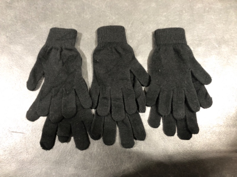 Photo 1 of 3 PAIRS BLACK WINTER GLOVES 