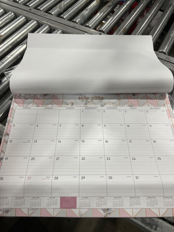 Photo 2 of 2023-2024 Desk Calendar - 18 Monthly Large Desk Calendar 2023-2024, 22" x 17", Jul 2023 - Dec 2024, Large Ruled Blocks, Tear Off Design, 2 Corner Protectors & 2 Hanging Hooks - Marble