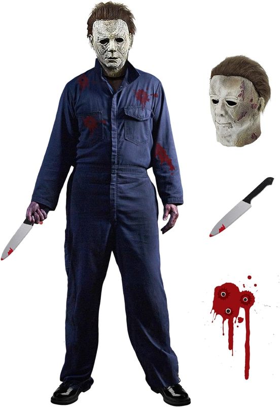 Photo 1 of Alaiyaky Michael Myers Costume for Men, Halloween Cosplay Adult Michael Myers Jumpsuit Costume Coveralls with Knife Props
SIZE 170