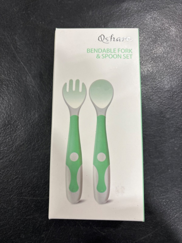 Photo 1 of Baby Utensils Spoon Fork with Travel Safe Case Toddler Babies Children Feeding Training Spoon Easy Grip Heat-Resistant Bendable Soft Perfect Self Feeding Learning Spoons 