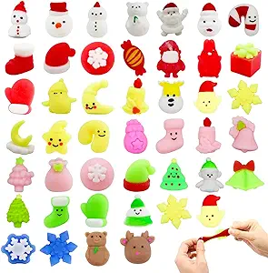 Photo 1 of 45 PCS Christmas Mochi Squishy Toys Stress Relief Squishies for Kids Boys Girls Toddlers Gifts Christmas Party Favors