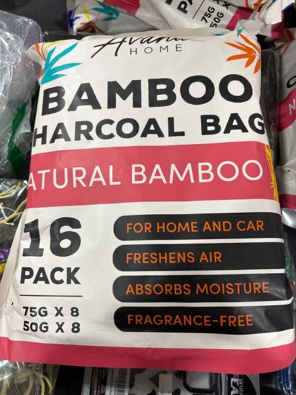 Photo 1 of (16 Pack) Bamboo Charcoal Air Purifying Bag - Charcoal Bags Odor Absorber, for Car, Home & Shoes - Activated Charcoal , Fragrance-Free Odor Eliminator (8x75g, 8x50g)