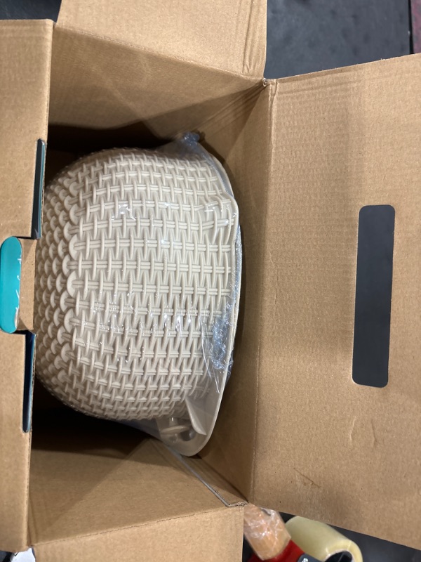 Photo 1 of 4-1 Colander with Mixing Bowl Set - Food Strainers and Colanders for Kitchen, Pasta Rice Strainer, Fruit and Veggie Wash, Rotatable Kitchen Colander Strainer Bowl (Beige)