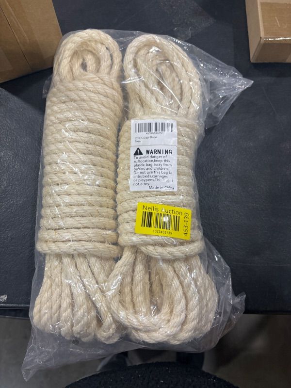 Photo 2 of 2 PCS Natural Sisal Rope for Cat Scratcher Posts Replacement - DIY for Furniture Recovery & Tree Repair - Eco-Friendly & Safe - 2x40ft for 80ft Total Length