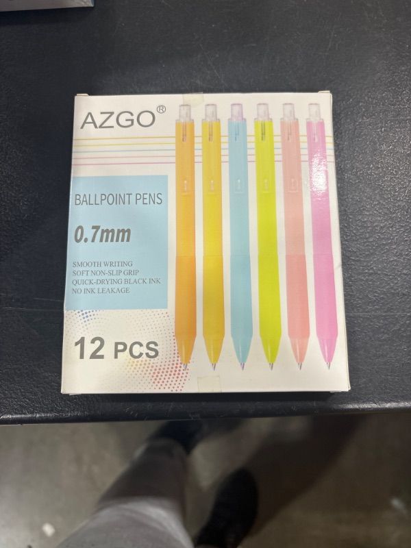 Photo 1 of AZGO Ballpoint Pens Black Ball Point Office Pens 0.7mm Point Pen for Woman and Man (12-count)