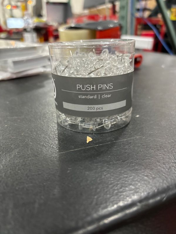 Photo 2 of U Brands Push Pins, Clear Plastic Head Thumbtacks, Steel Point, 200-Count