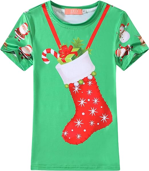 Photo 1 of [Size M] SSLR-Youth-Big-Girls-Ugly-Christmas-Shirts-Funny Tee Shirts Crew Neck Lightweight Causal