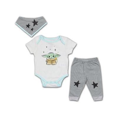 Photo 1 of [Size 0-3mo] Baby Yoda Boys 3 Piece Creeper Jogger and Bib Set Newborn
