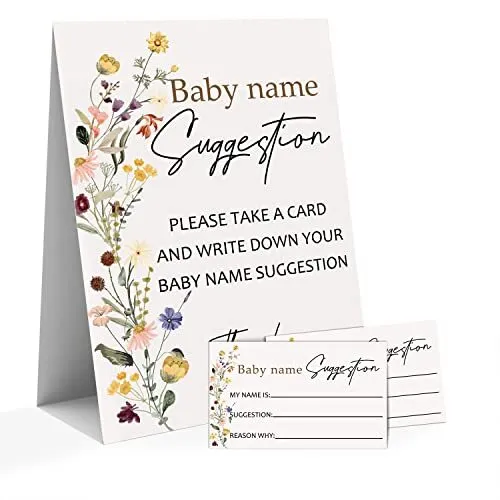 Photo 1 of Baby Shower Game, Baby Name Suggestion Standing Sign and 50 Name Suggestion
