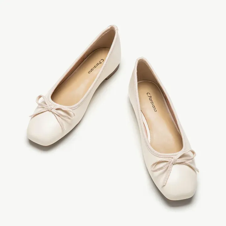 Photo 1 of [Size 11.5]  C. Paravano Bowknot Ballet Flats- Ivory