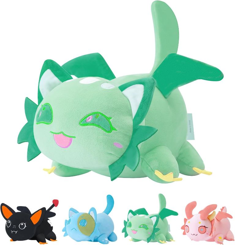 Photo 1 of Cat Plush Toys, 11" Me Meow Cat Plush Doll Birthday, Cute and Soft Cat Toy, Stuffed Animal Plushies, Party Gift for Kids Girlfriend and Friends Green Kids Pillows
