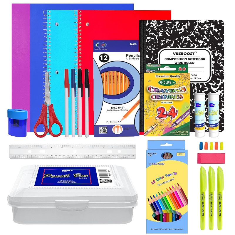 Photo 1 of School Supplies for Kids, Back to School Supply Box, Supplies for Girls Or Boys, Supplies Bundle Kit (1)
