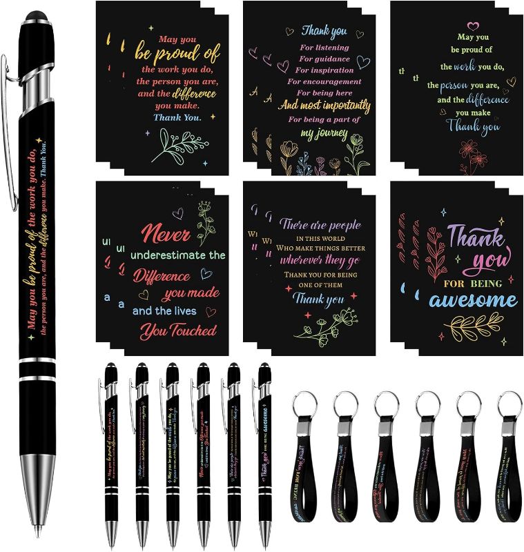 Photo 1 of Fulmoon 60 Sets Employee Appreciation Gifts Pens and Pocket Notebooks with Keychains Staff Appreciation Gifts Volunteer Thank You Gifts Office Supplies for Women Nurse Coworker Teacher (Dark Style)
