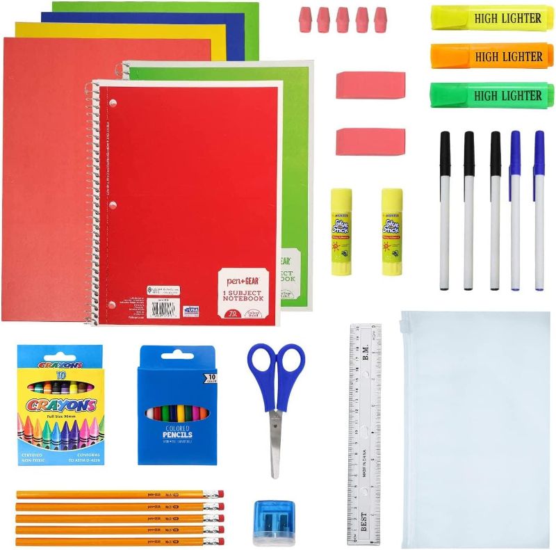 Photo 1 of 62 Piece Bulk School Supplies Kit for K-12 - Essential Box of School Supplies for Elementary, Middle, and High School Students