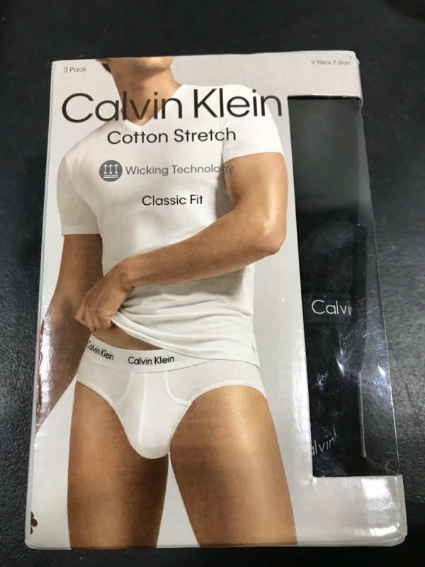 Photo 2 of Calvin Klein Men's Cotton Stretch Undershirt Packs Large 3 Black - Vneck