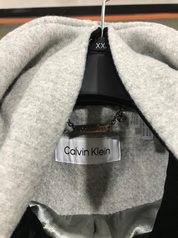 Photo 6 of Calvin Klein Women's Angled Twill Fabric Wing Collar Coat XX-Large Light Grey