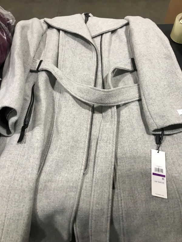 Photo 3 of Calvin Klein Women's Angled Twill Fabric Wing Collar Coat XX-Large Light Grey